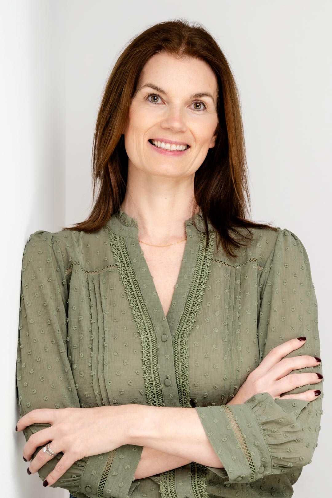 Helen-Ridgeway-green-shirt Helen Ridgeway wearing a green blouse