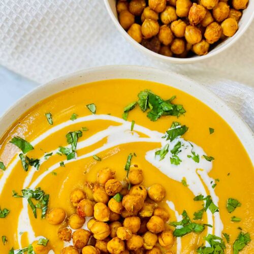 Roasted squash sweet potato carrot soup