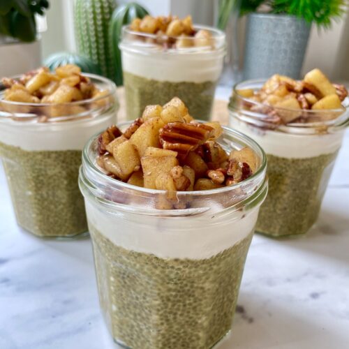 Vegan Spiced Chia pudding with caramelised apples