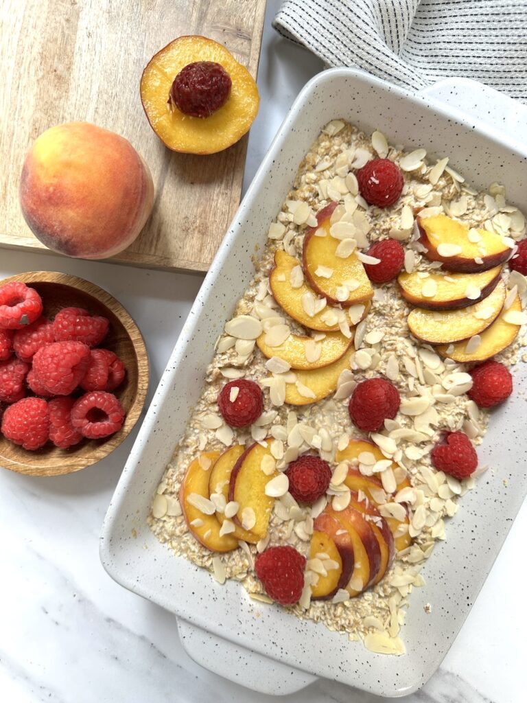 Raspberry and Peach Baked Oats