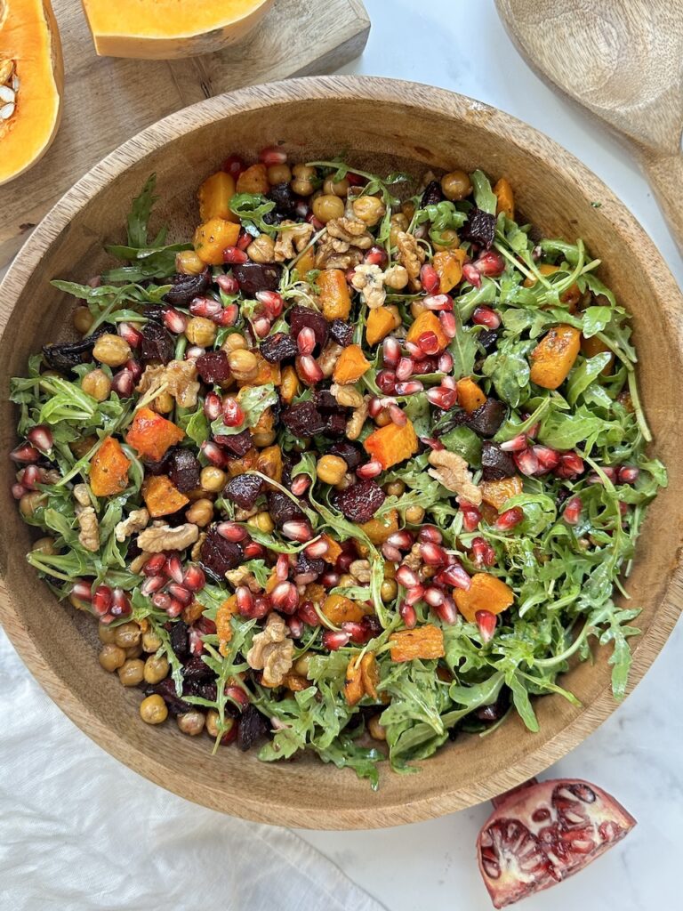 beetroot squash chickpea salad bowl