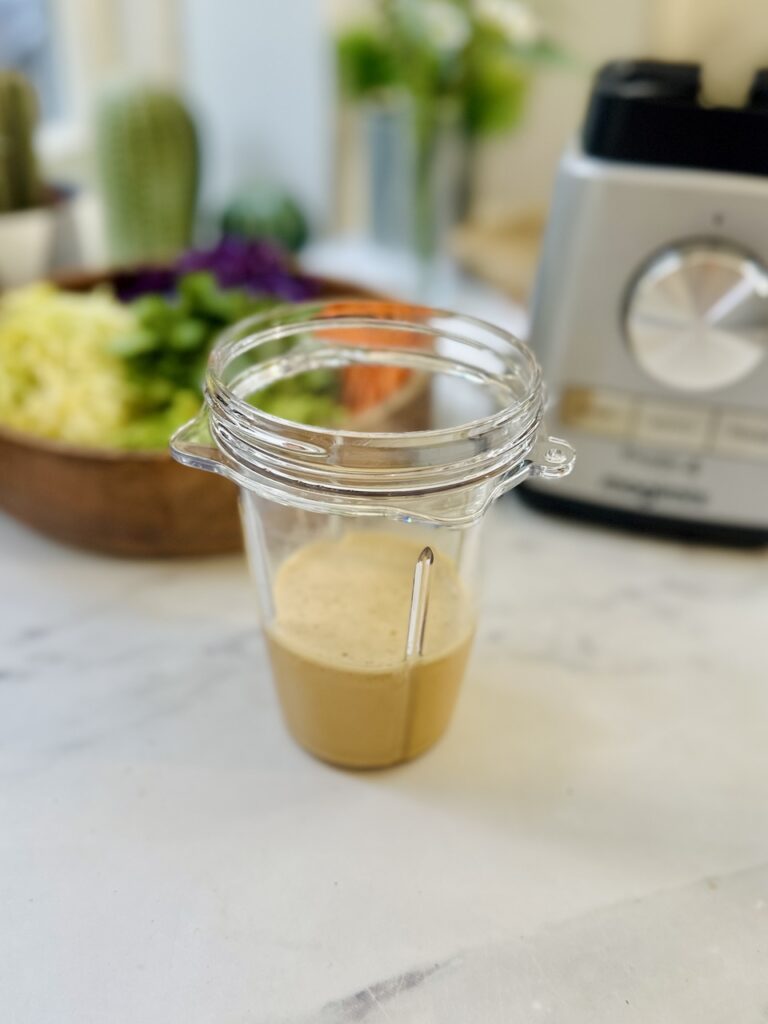 blender with sesame dressing