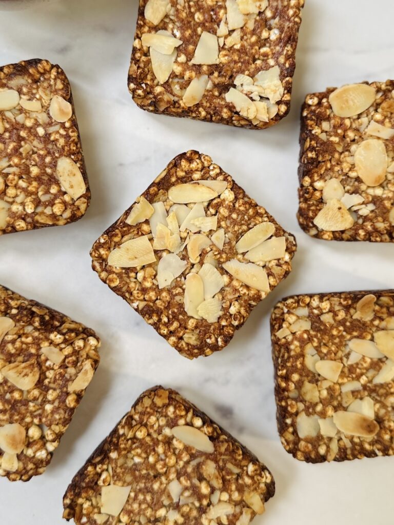 Oat-free granola bars close up