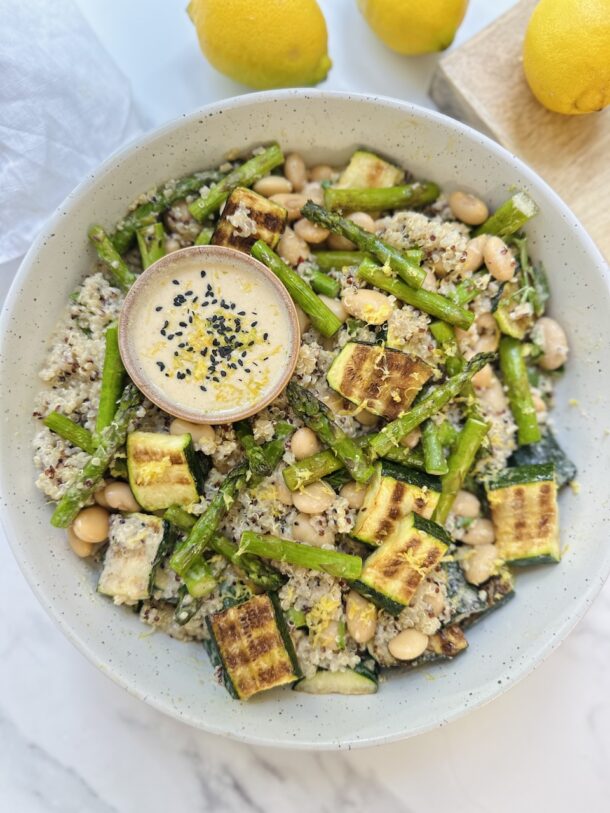 Asparagus Salad with Lemon Tahini Quinoa