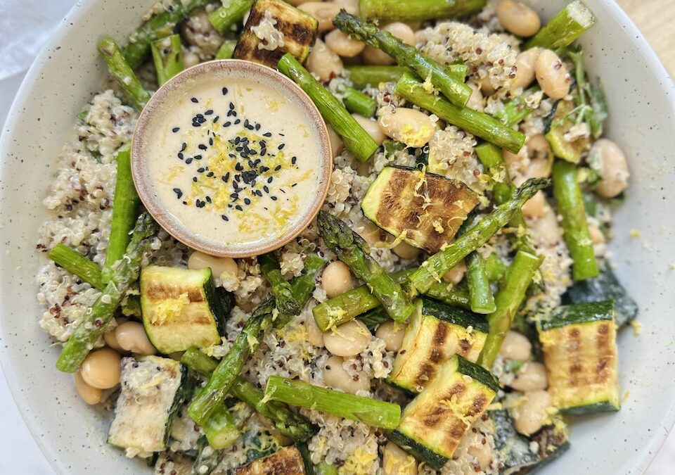 Asparagus Salad with Lemon Tahini Quinoa