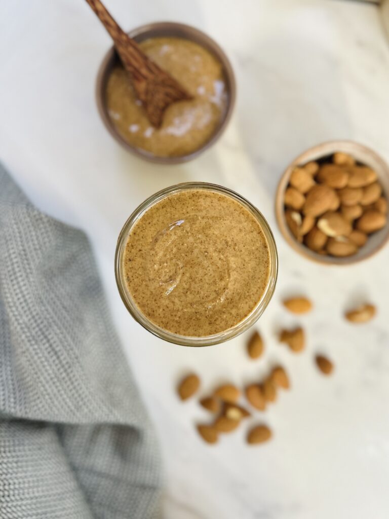 homemade almond butter jar