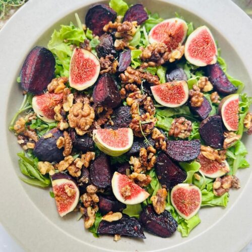 Roasted beetroot salad with figs