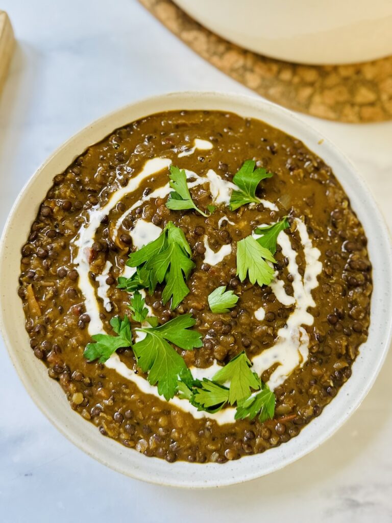 black lentil dahl soup