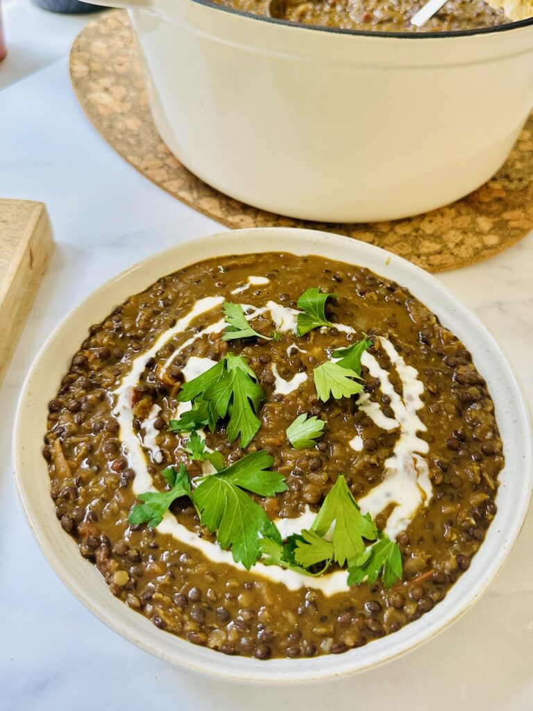black lentil dahl soup