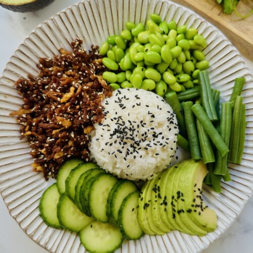 shredded tempeh bowl