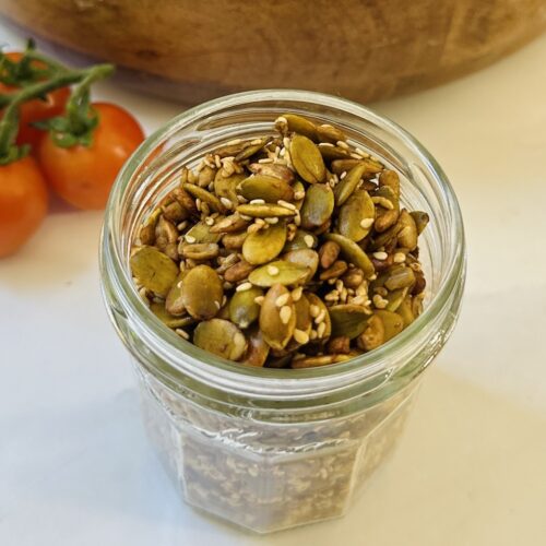 tamari roasted seeds in jar
