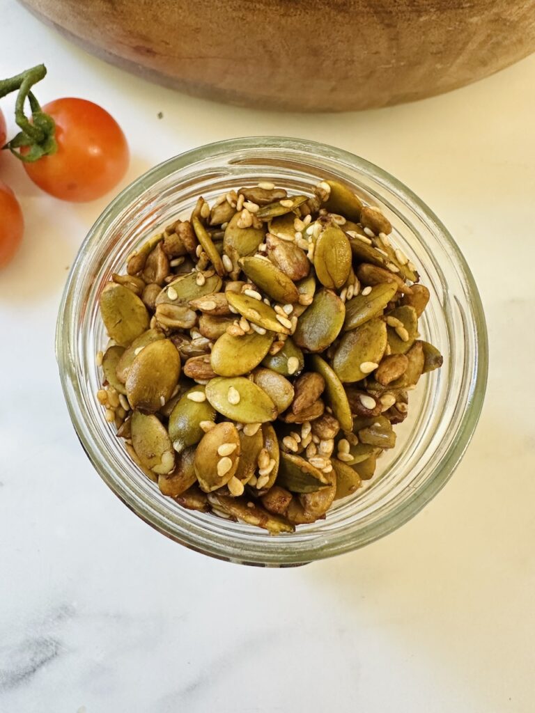 tamari roasted seeds in jar