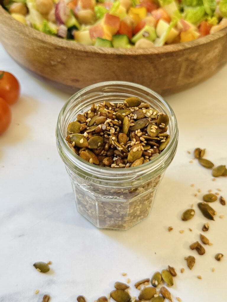 tamari roasted seeds in jar