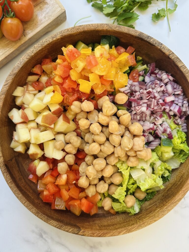 chopped veggies salad with chickpeas