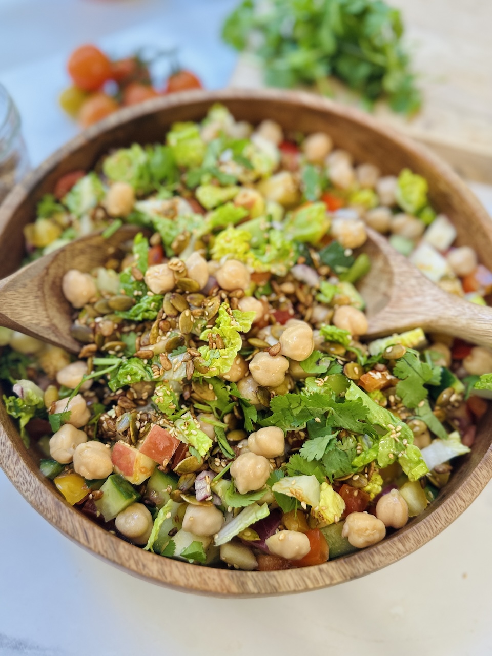 chopped veggies salad with chickpeas