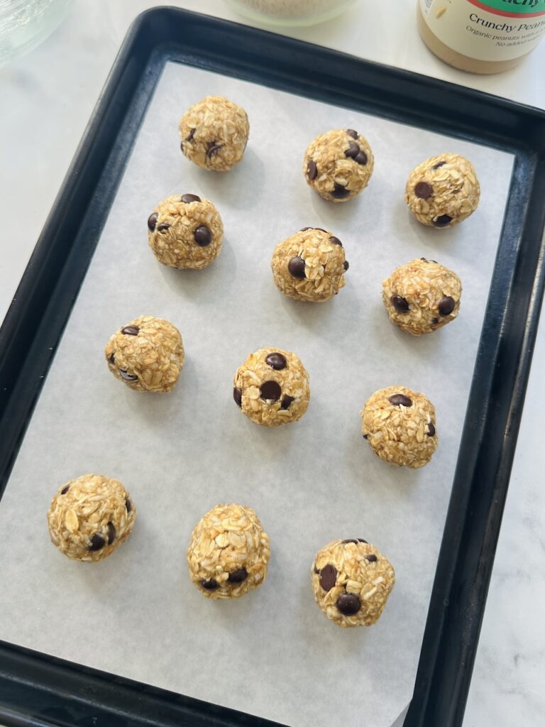 peanut butter energy balls recipe on tray
